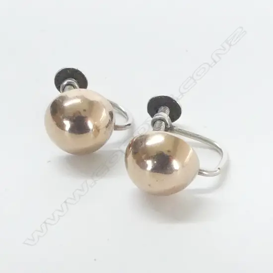 PR 9ct ROSE GOLD DOME EARRINGS with SILVER SCREW ON FITTINGS 2.38gms
