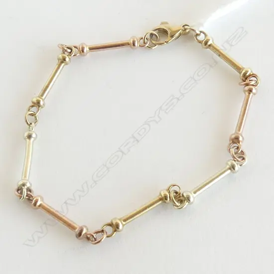 9ct YELLOW & ROSE GOLD BAR LINK BRACELET 9.3gms