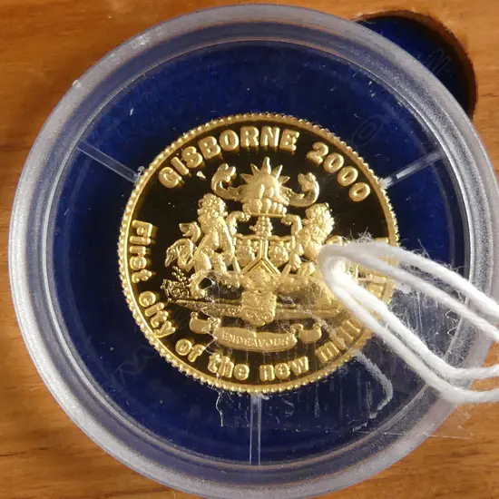 GISBOURNE 2000 MILLENNIUM COMM. proof GOLD COIN 1/4 OZ fine gold