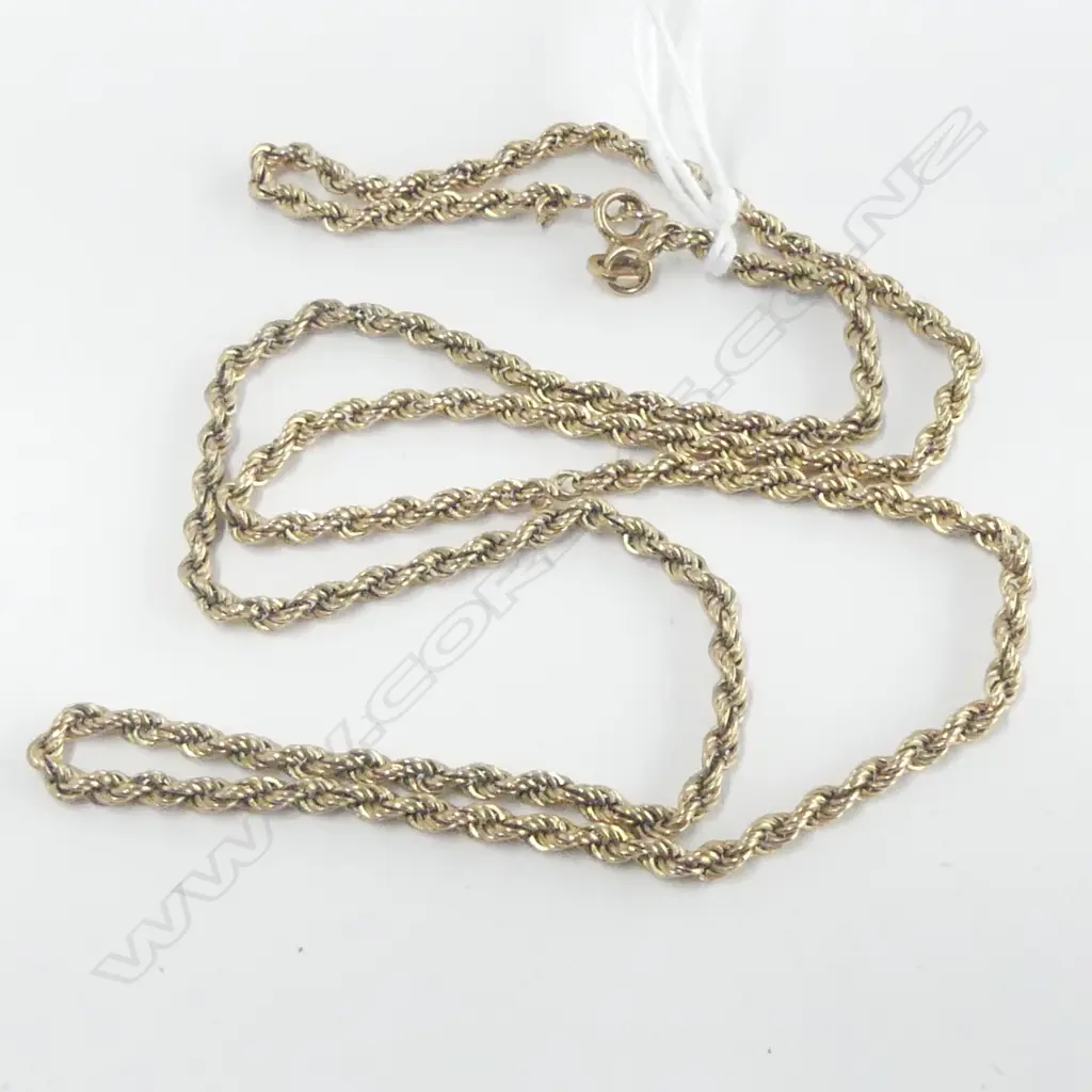 9ct YELLOW GOLD ROPE TWIST NECK CHAIN L.540mm. 3gms Image 1++
