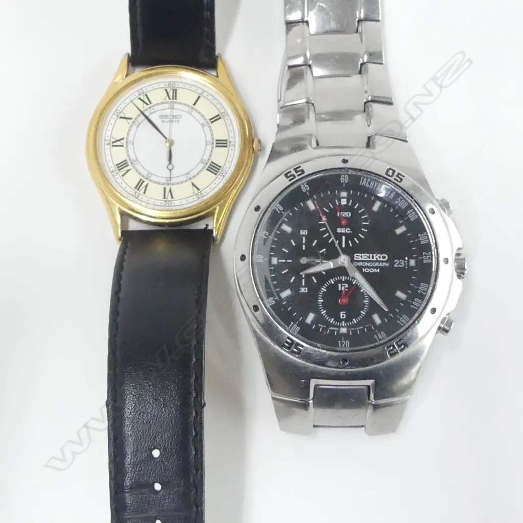 2 x GENTS SEIKO WRIST WATCHES: 'CHRONOGRAPH 100M' + gold plated QUARTZ   Image 1++