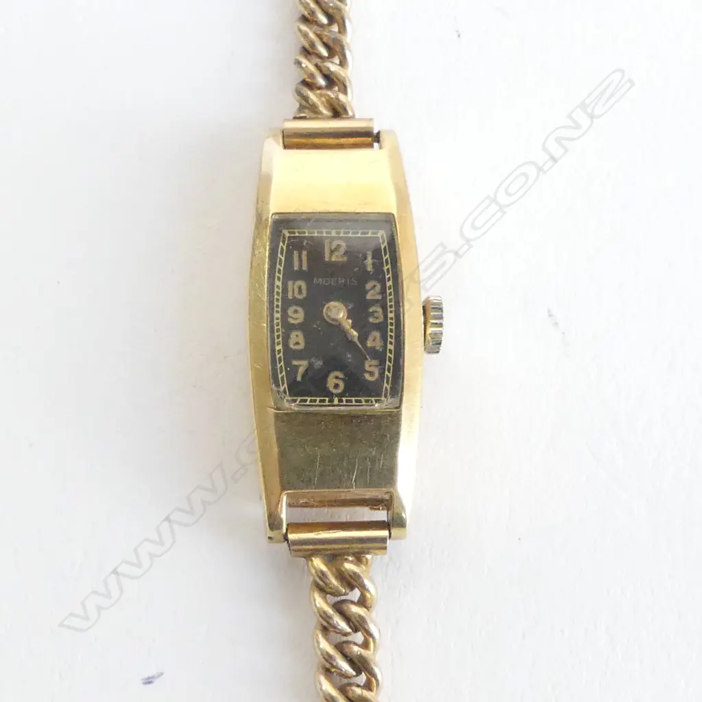 18CT VINTAGE LADIES WRIST WATCH, 9.8gms not. incl. movement, chain rolled gold Image 1++