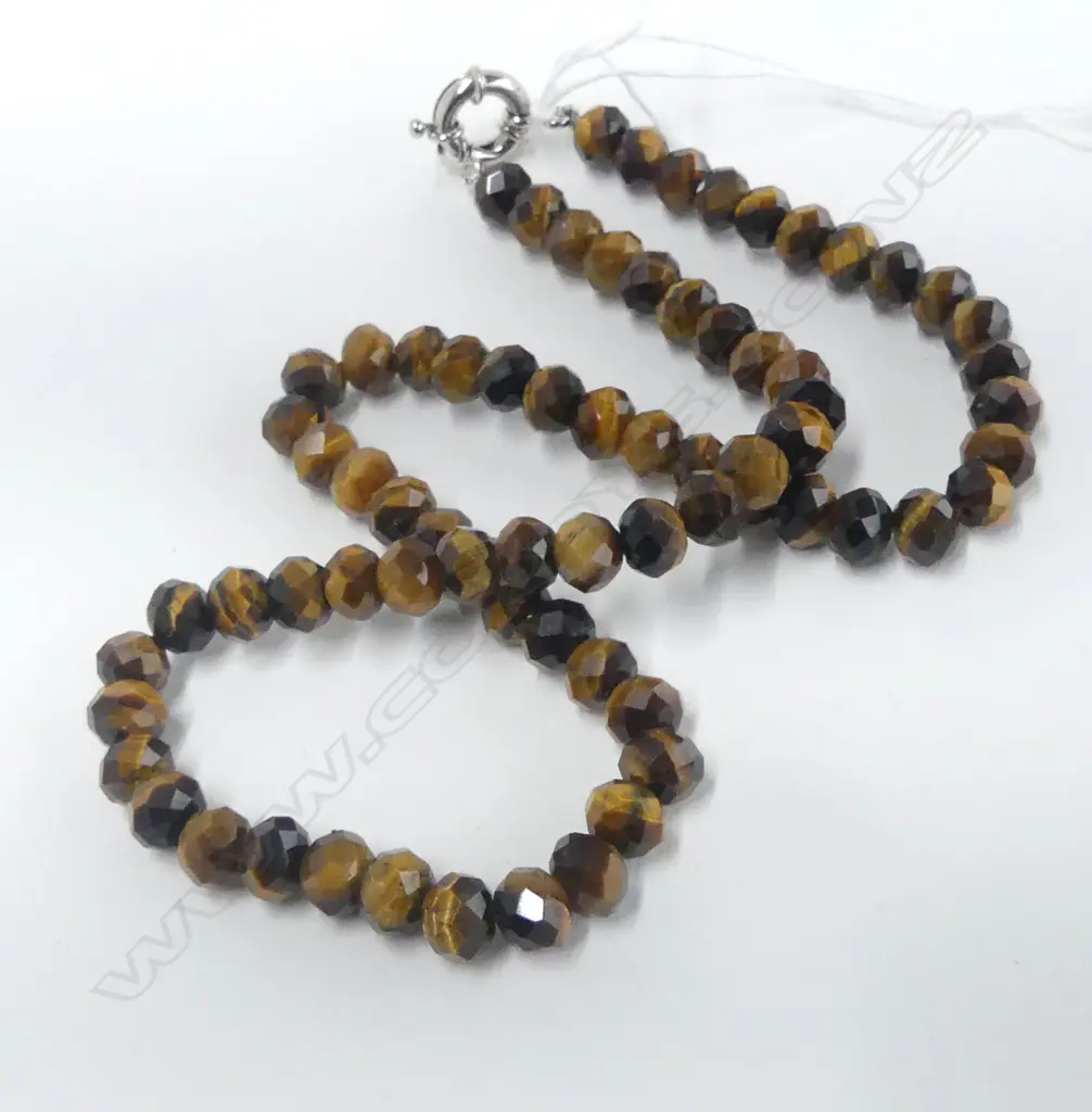 TIGER EYE NECKLACE, FACET CUT  **RTV** Image 1++