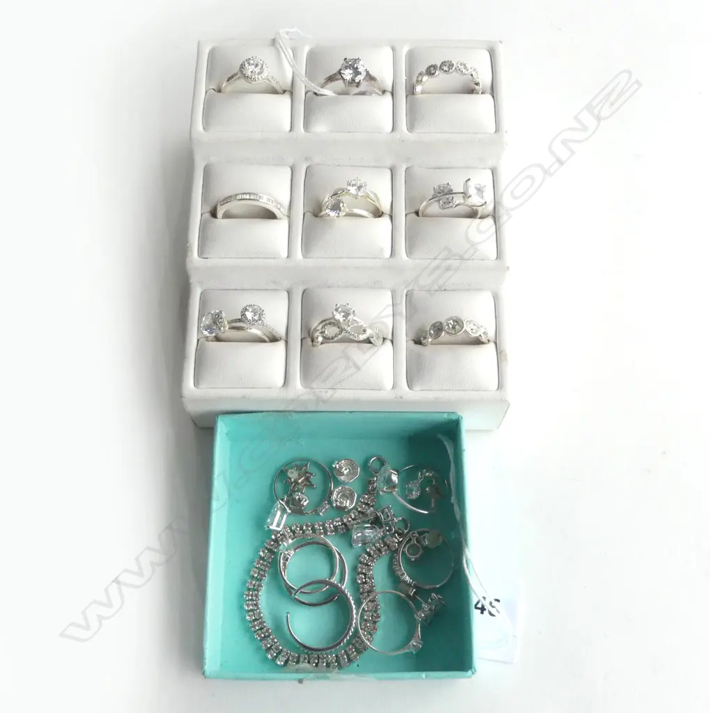 ASST. 925 SILVER CZ RINGS & EARRINGS Image 1++