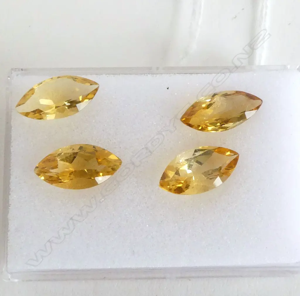 12CT FACETED CITRINE, 4 STONES, NAVETTE SHAPE Image 1++