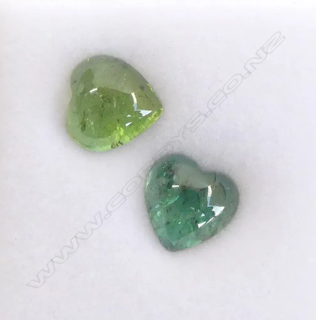 PR VIVID GREEN HEART SHAPED TOURMALINES 2x 2.8CT Image 1++