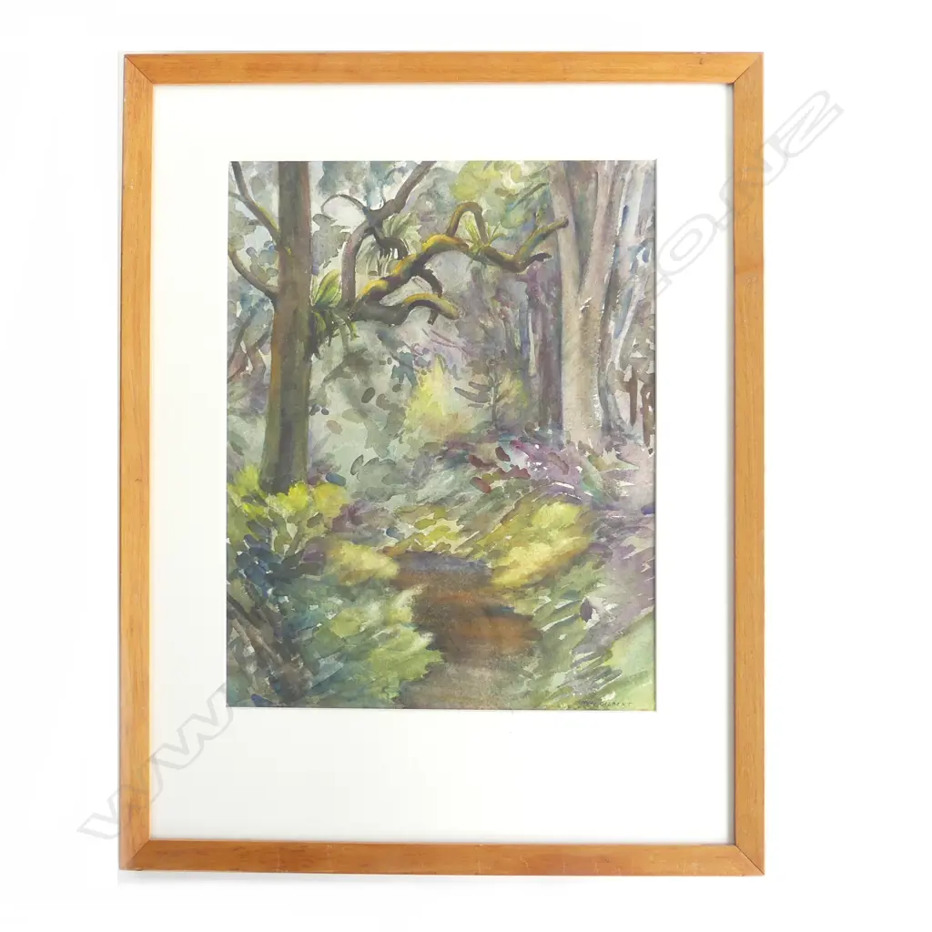 MAY GILBERT(1902-1977) 'BUSH TRACK', W/C, SIGNED, 1950. 400 x 300mm Image 1++