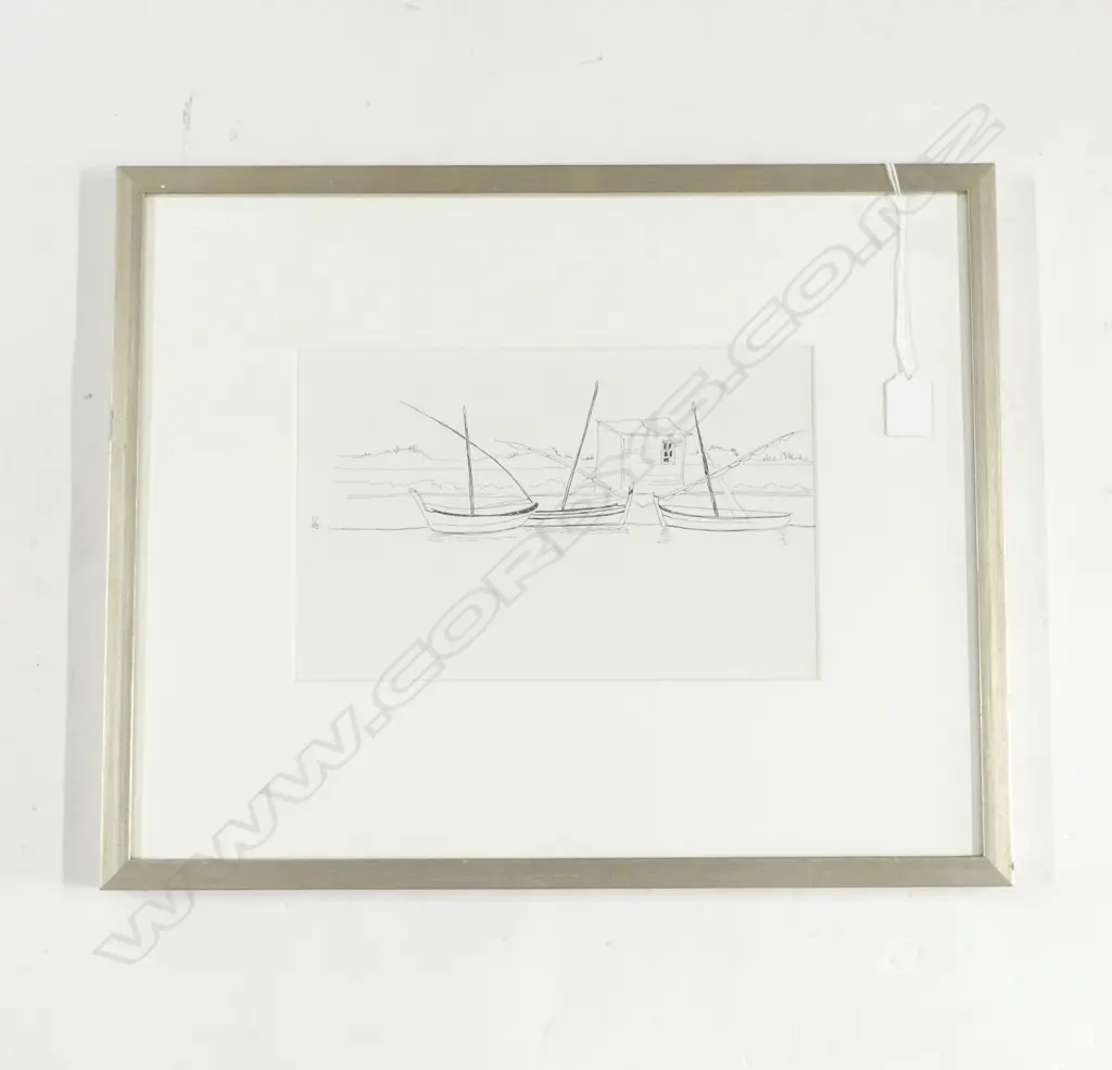PEN DRAWING, 3 SAIL BOATS, BOUZIGUES FRANCE 180x280mm Image 1++