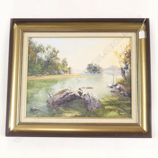 RICHARD PONDER, COASTAL SCENE, OIL ON BOARD 345x450mm