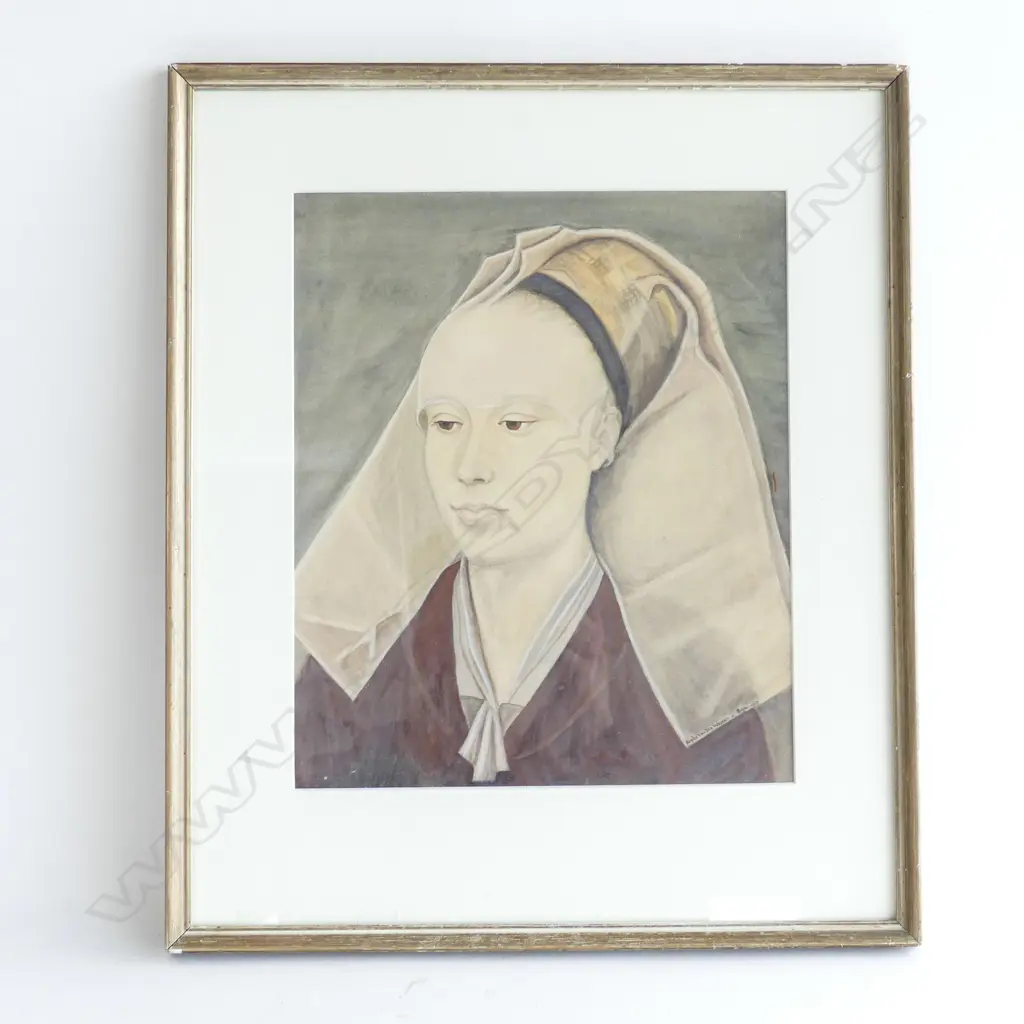 ÁFTER ROGIER VAN DER WEYDEN WATERCOLOUR BY 'MOYA' 1957 330x275mm Image 1++