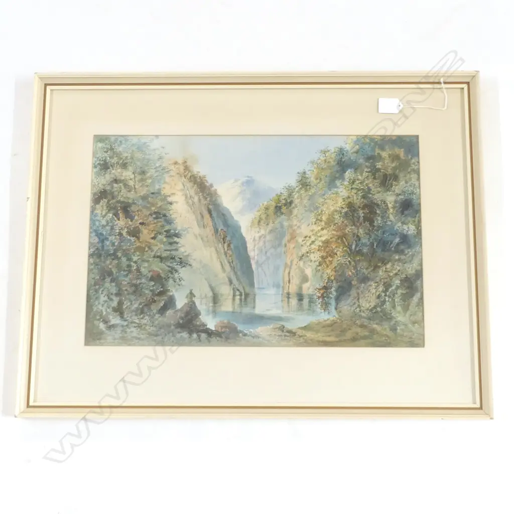 W. A. RAWORTH (1824-1905), 'THE LOWER GORGE OF THE GREENSTONE / LAKE WAKATIPU' WC 1877 325x500mm Image 1++