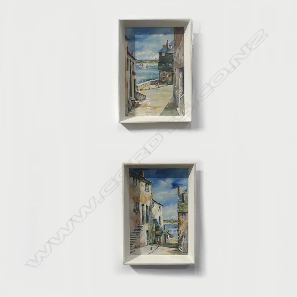 PR J. ASHWORTH ARTWORKS, SEASIDE VILLAGE, OIL ON BOARD, 220x150mm Image 1++