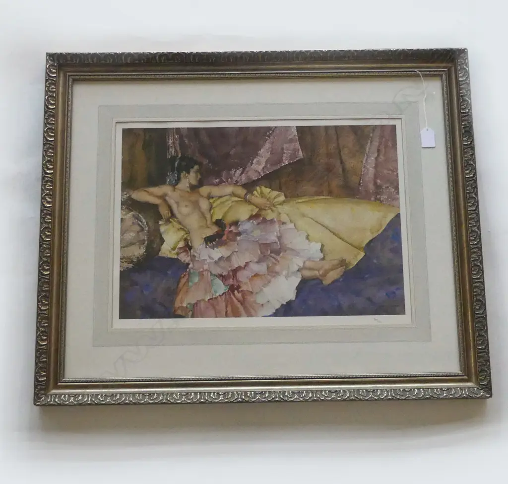 SIR WILLIAM RUSSELL FLINT (1880-1969) 'MODEL FOR ELEGANCE'. FRAMED LTD ED COLLOTYPE PRINT 580/850. H.360x520mm Image 1++