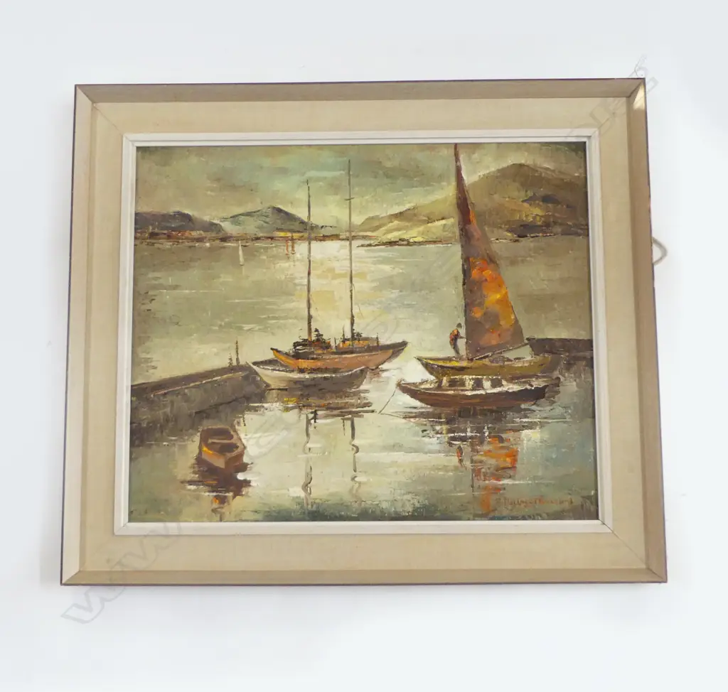 FLORENCE LUXFORD, HARBOUR SCENE, OIL ON BOARD 490x595mm Image 1++