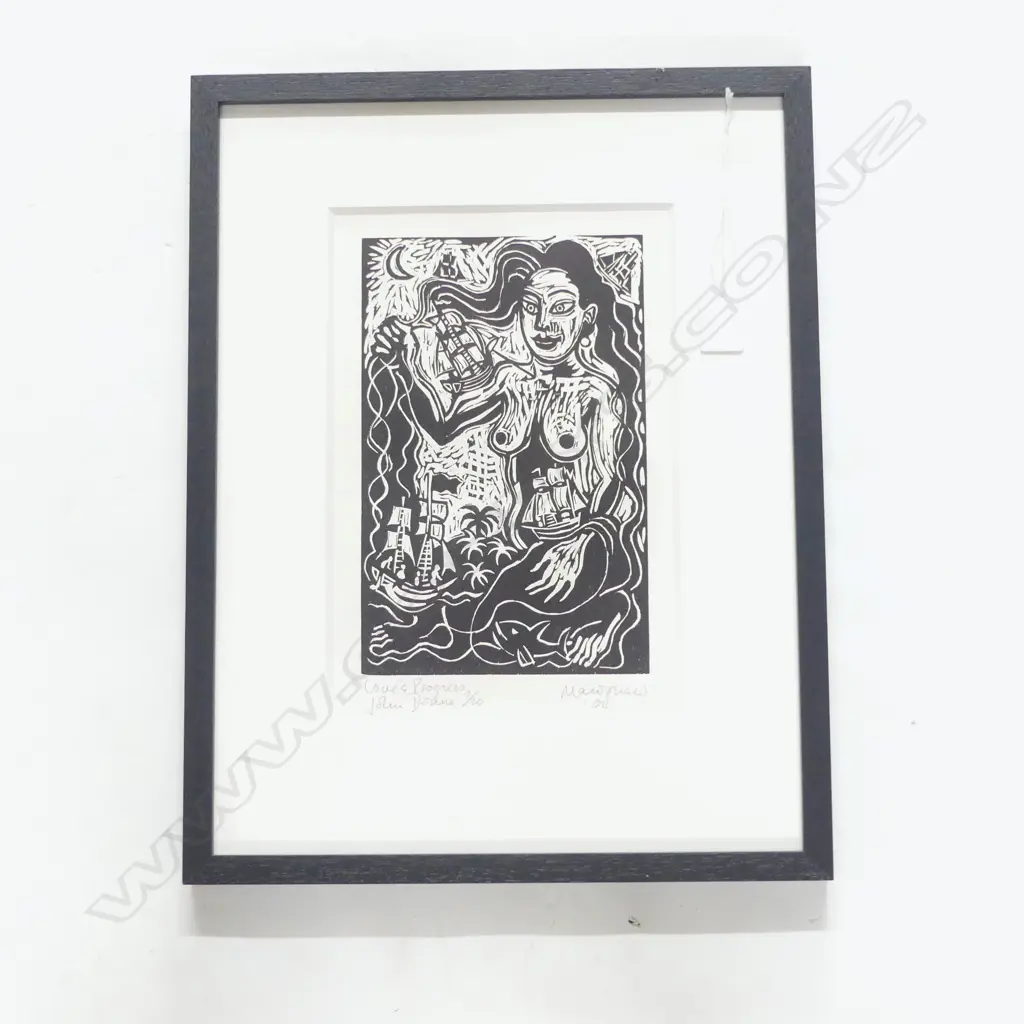 ROBERT MACDONALD (b. 1935) 'LOVES PROGRESS' WOODCUT PRINT 7/20 '04 285x185mm Image 1++