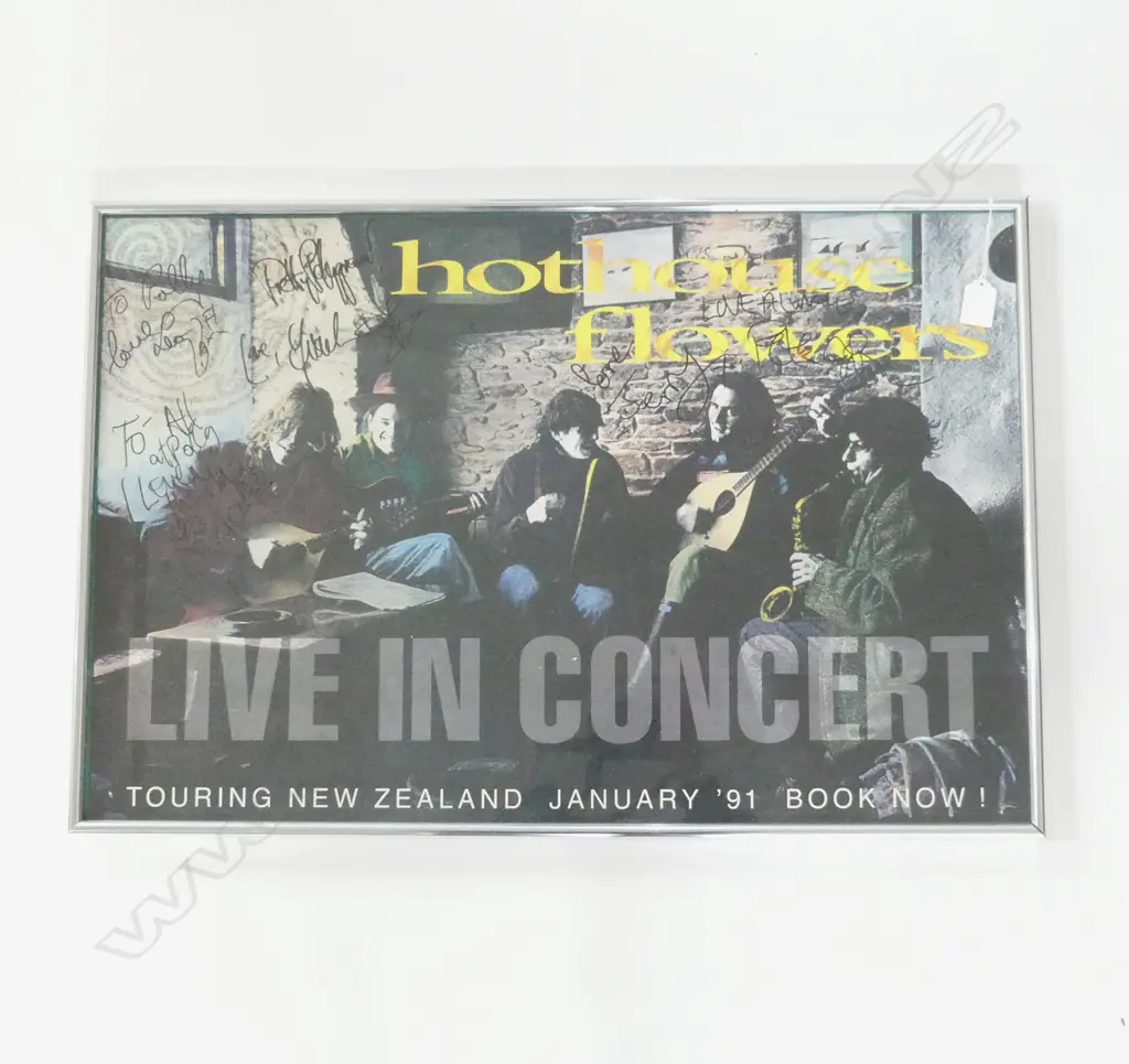 HOT HOUSE FLOWERS SIGNED POSTER 'To All at Polly..' NZ Tour 460 x 700mm Image 1++