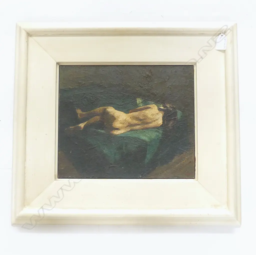 GRANT KENNY 'NUDE ON THE EDGE OF BED', OIL ON BOARD '98 250x300mm Image 1++