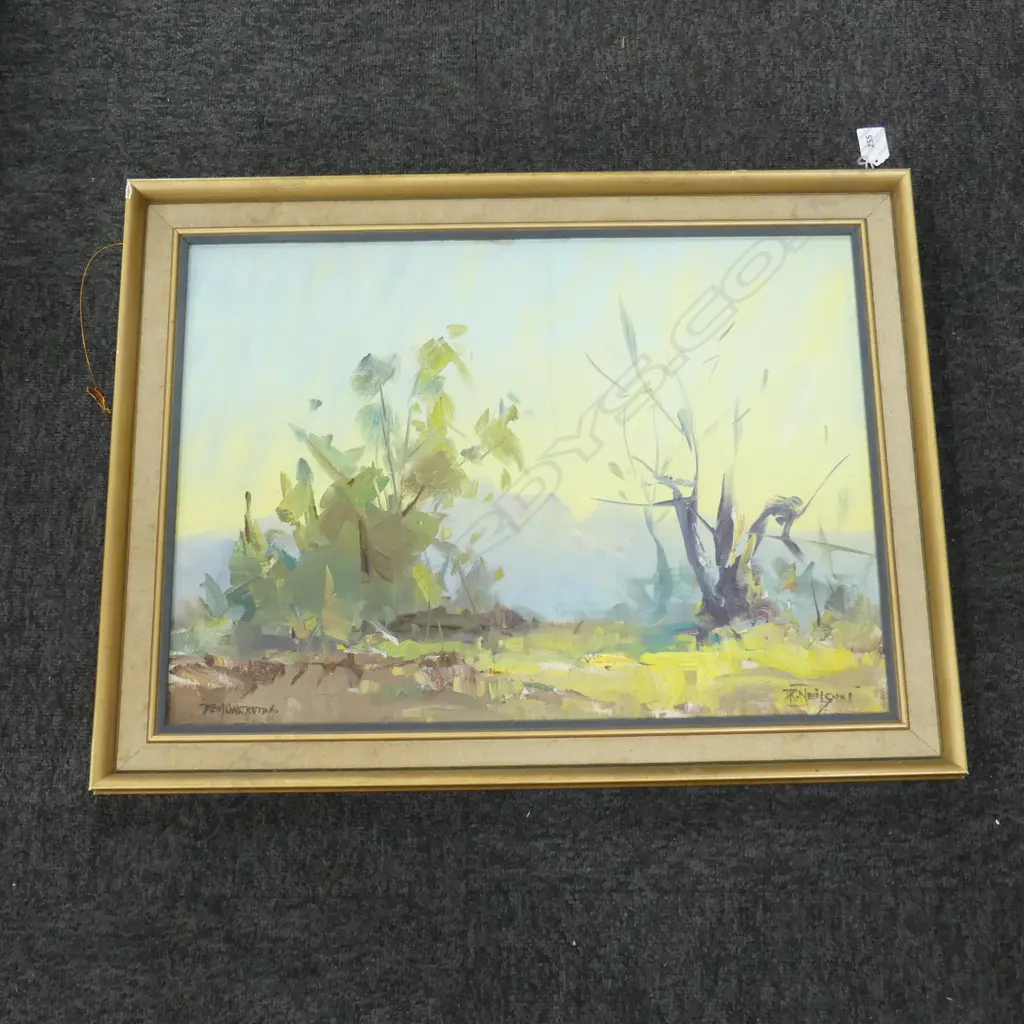 OIL ON BOARD DEMONSTATION  SIGNED TR NEILSON H510 L650MM Image 1++