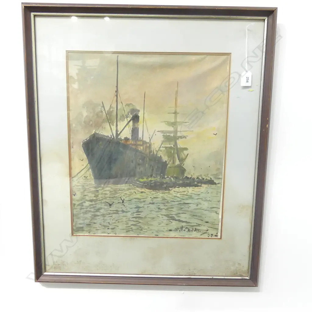 BLYTHE FLETCHER, SHIPPING SCENE, WC 430x360mm Image 1++