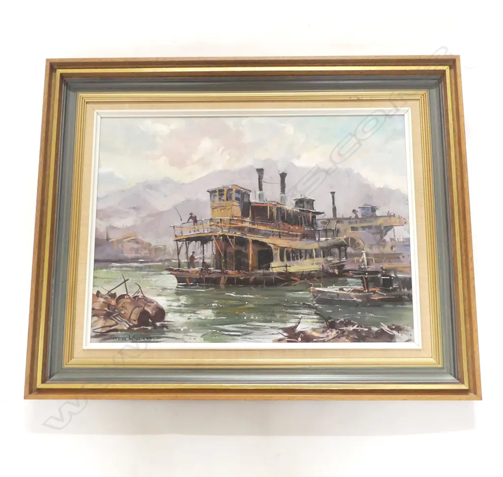PETER WILLIAMS 'SACRAMENTO RIVER BOATS' OIL ON BOARD 440x595mm Image 1++