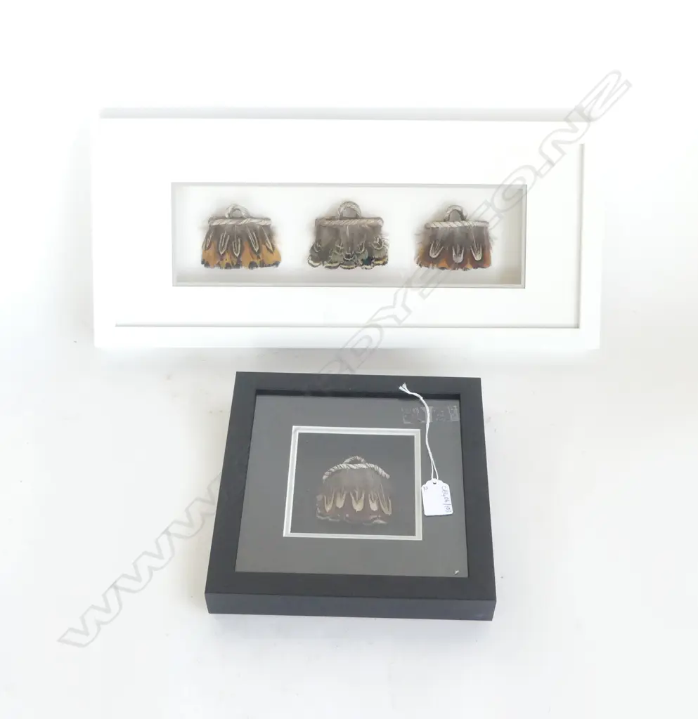 2 JEANETTE SHEARER FRAMED POTTERY KETE; TRIPTYCH & SINGLE 235x235mm overall Image 1++