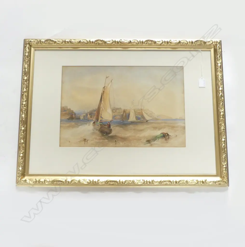 N. CARTER, MEDITERRANEAN PORT SCENE, WC 1864 300x460mm Image 1++