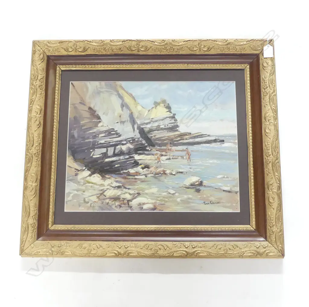 PETER WILLIAMS, COASTAL SCENE, OIL ON BOARD 345x440mm Image 1++