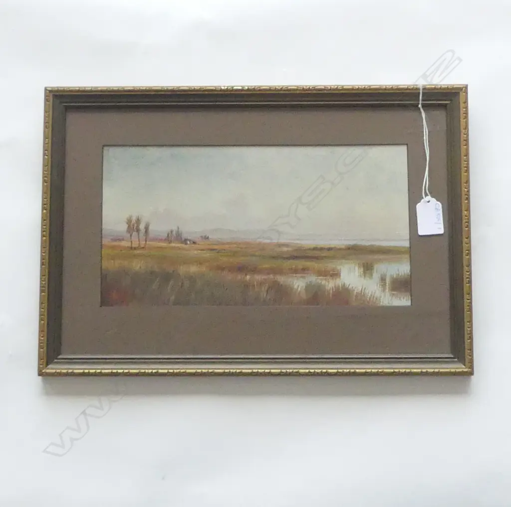 H. W. KIRKWOOD, COLONIAL LANDSCAPE OIL, 155x295mm Image 1++