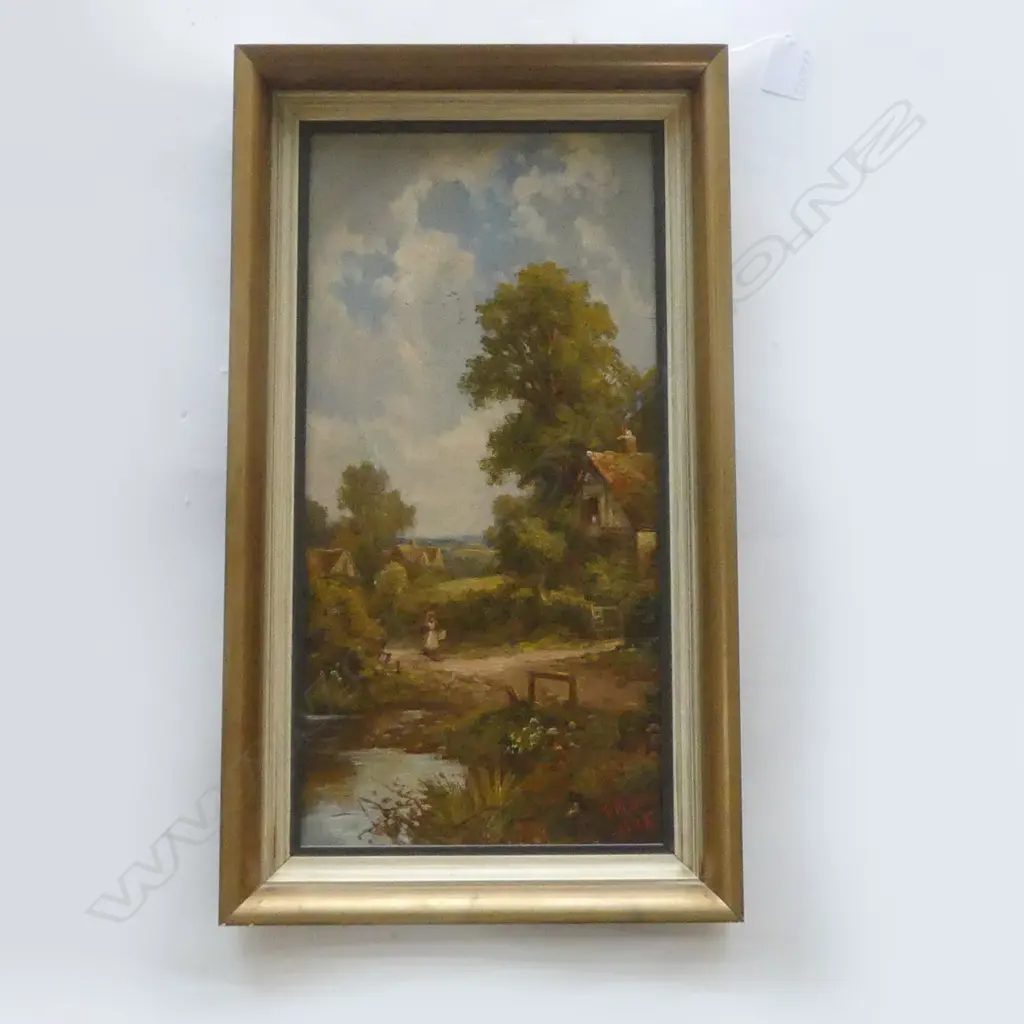 T. MINTON, PASTORAL LANDSCAPE, OIL ON CANVAS, 1907 390x190mm Image 1++