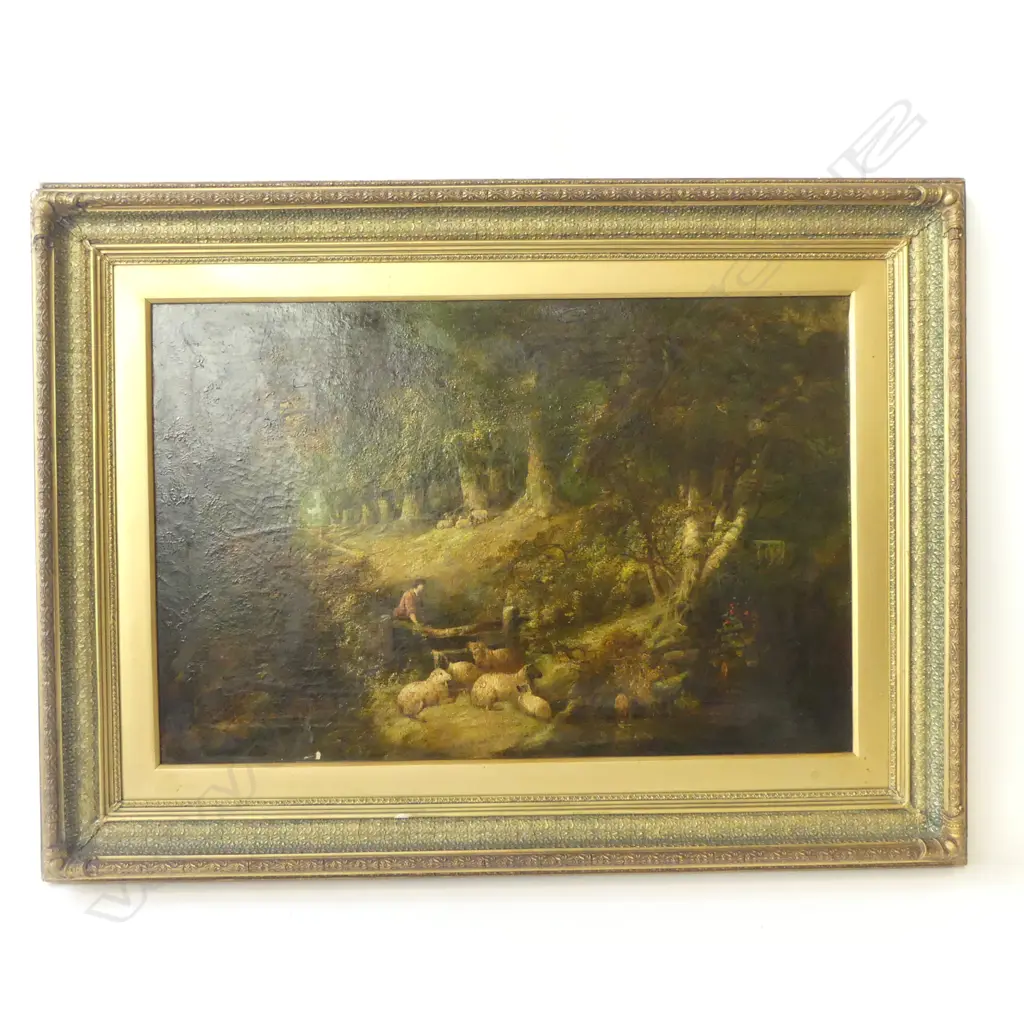 GEORGE ARMFIELD (BRITISH 1808-1893) PASTORAL SCENE, OIL ON CANVAS, 495x750mm Image 1++