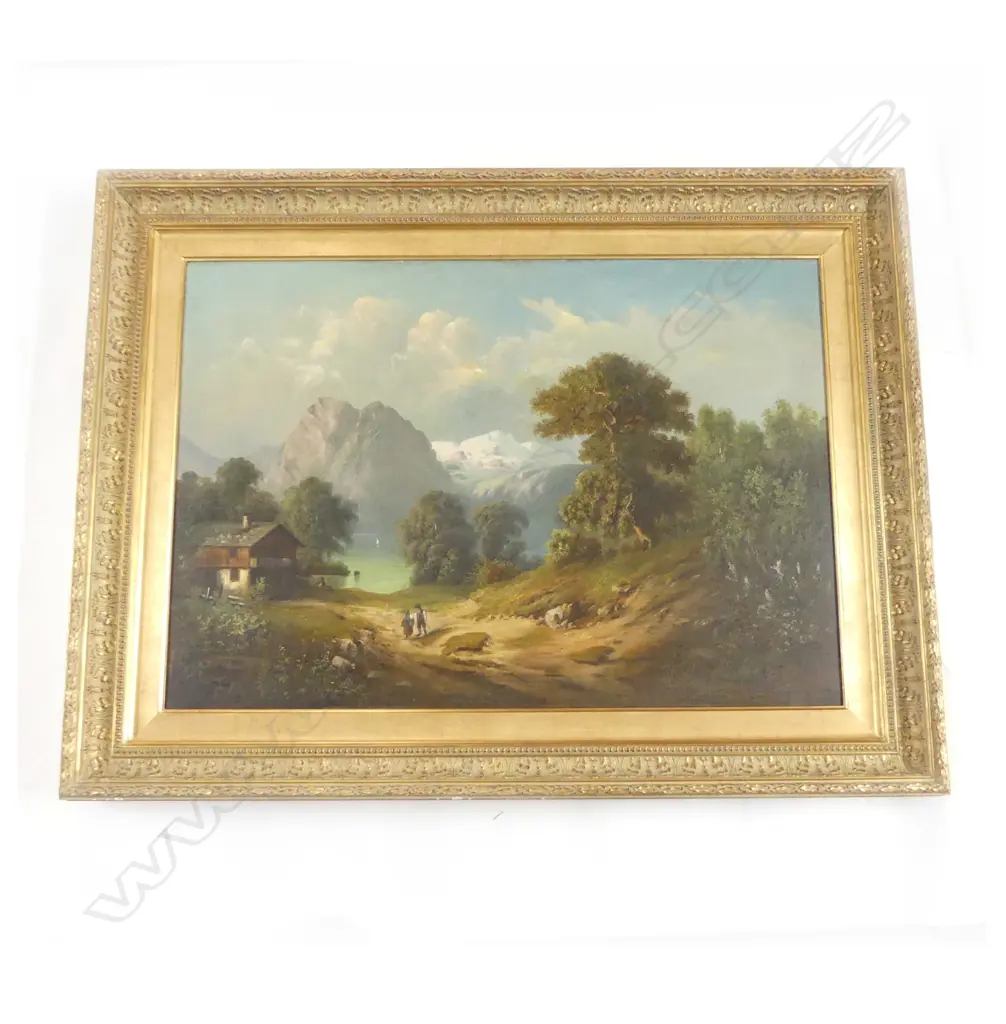 ARTIST UKNOWN, LG SWISS ALPINE LANDSCAPE, OIL ON CANVAS, 680x970mm Image 1++