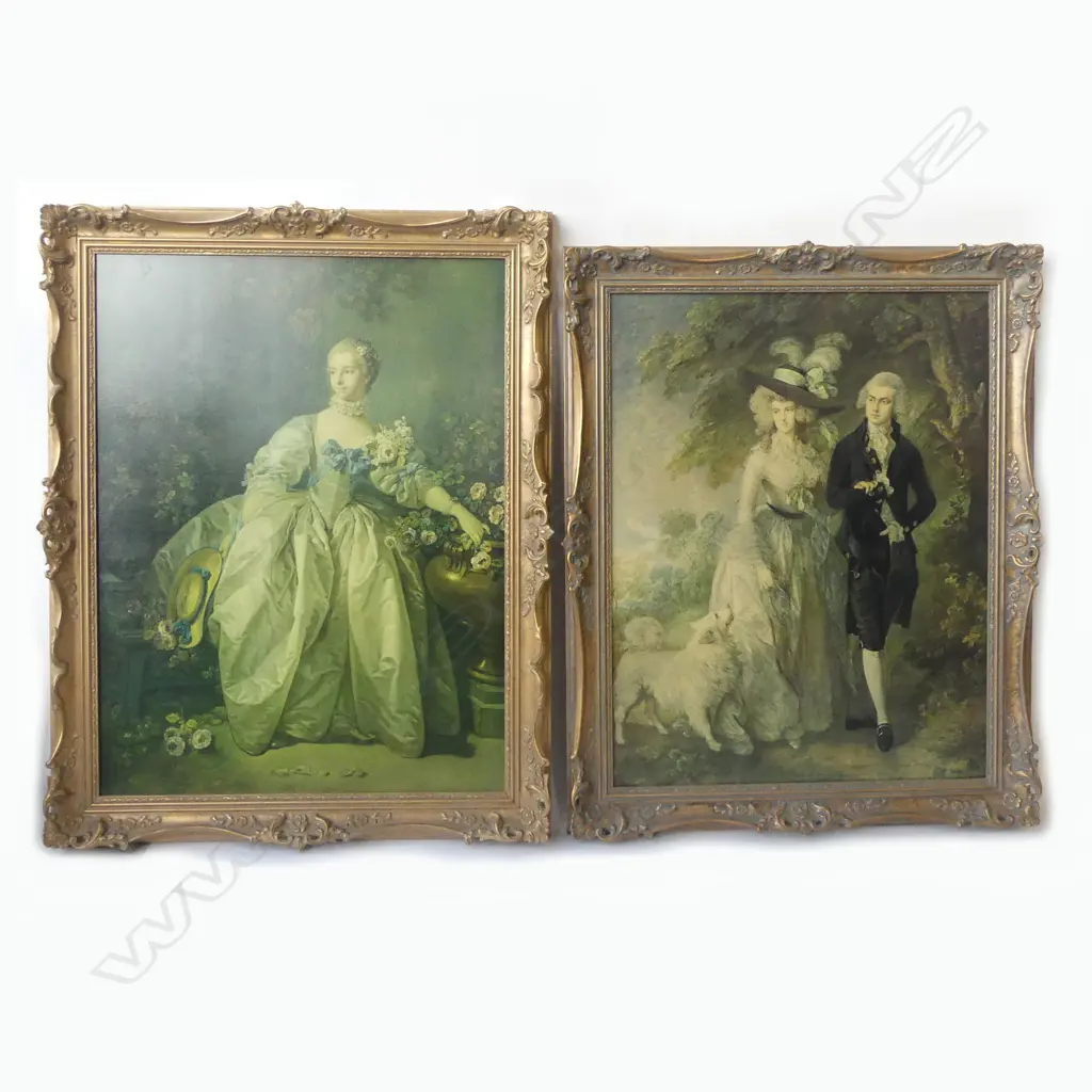 PR LG ORNATELY FRAMED REPRO PRINTS works by GAINSBOROUGH & BOUCHER, H.700 x 560mm & 750 X 580mm Image 1++