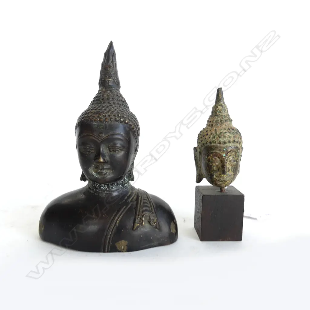 2 VINTAGE BUDDHA HEADS H.125mm Image 1++