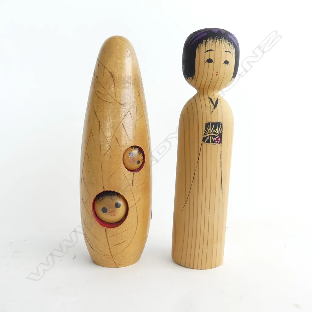 1950s VINTAGE KOKESHI DOLLS, 'SHY LEAF KIDS' SIGNED & OTHER H.108mm  Image 1++