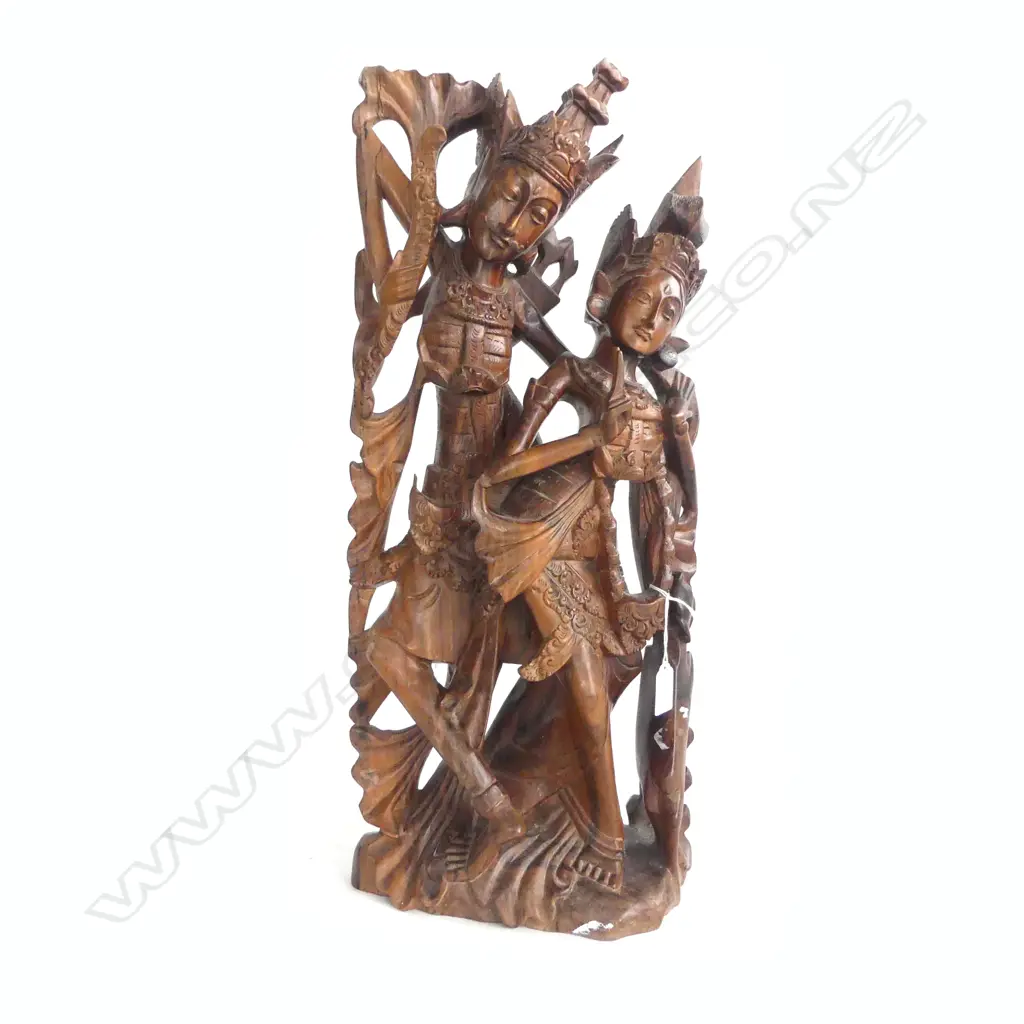 INDONESIAN CARVED WOODEN FIGURE H.600mm faults Image 1++