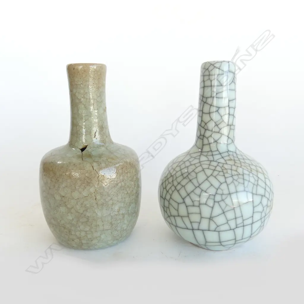 2 ORIENTAL CRACKLE GLAZE VASES H.145mm 1 AF Image 1++