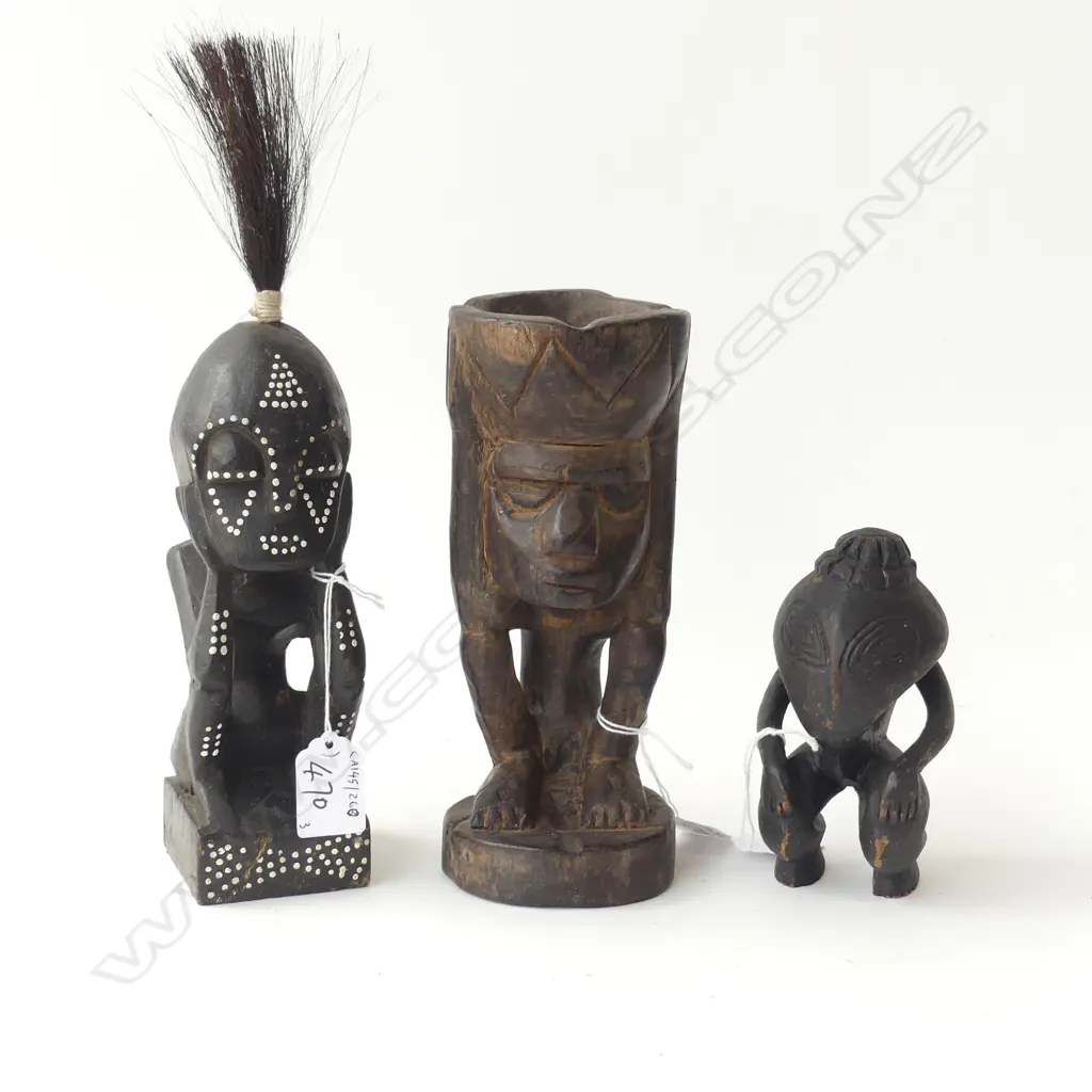 3 SMALL VINTAGE WOOD CARVINGS ONE FROM THE SEPIK RIVER H130MM Image 1++