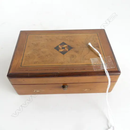 ANTIQUE INLAID WOODEN INK BOX W.125mm