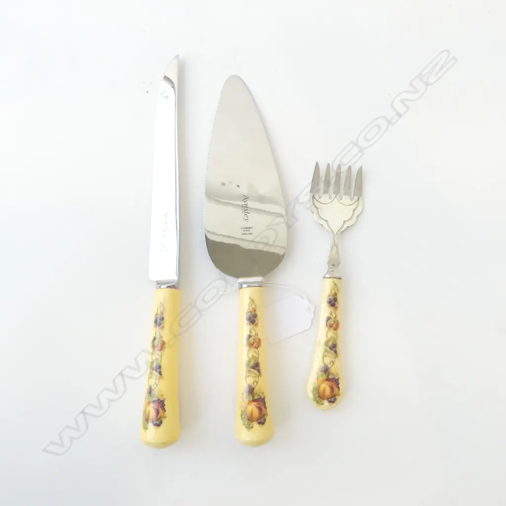 AYNSLEY ‘ORCHARD GOLD’ CAKE SERVER, CAKE KNIFE& SERVING FORK, L.254mm (KNIFE) Image 1++