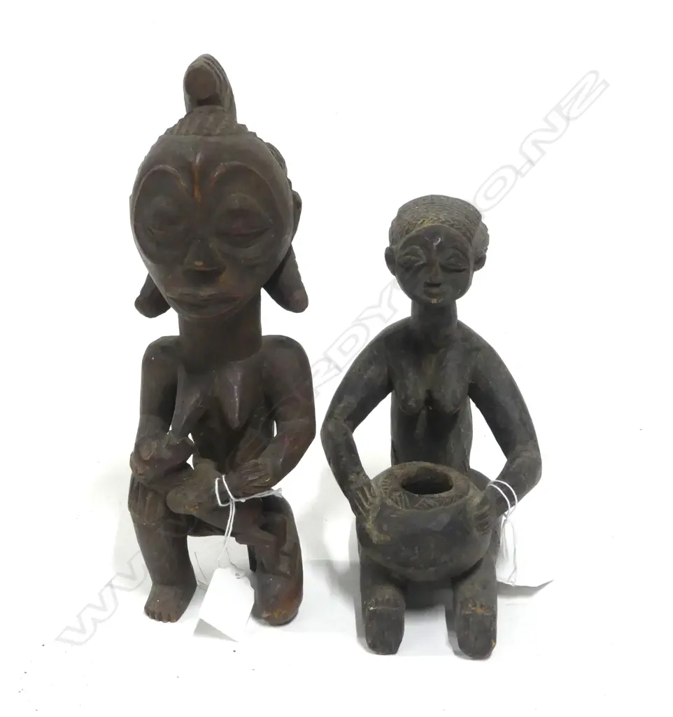 AFRICAN BOULE WOOD FIGURE H250MM & LADY WITH BOWL  H190MM Image 1++