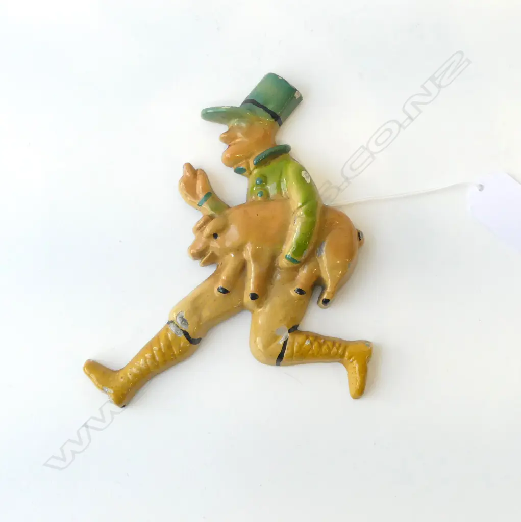 C.1900’S ‘TOM TOM THE PIPERS SON’ NURSERY RHYME CAST METAL WALL PLAQUE MADE IN ENGLAND, L.160MM Image 1++