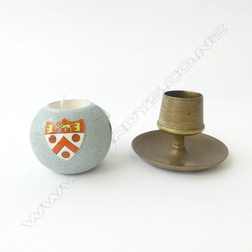 TRINITY COLLEGE CAMBRIDGE W&R CARLTON WARE MATCH HOLDER STRIKER, AND ANTIQUE BRASS W.T&S STRIKER, D.80MM-110MM Image 1++