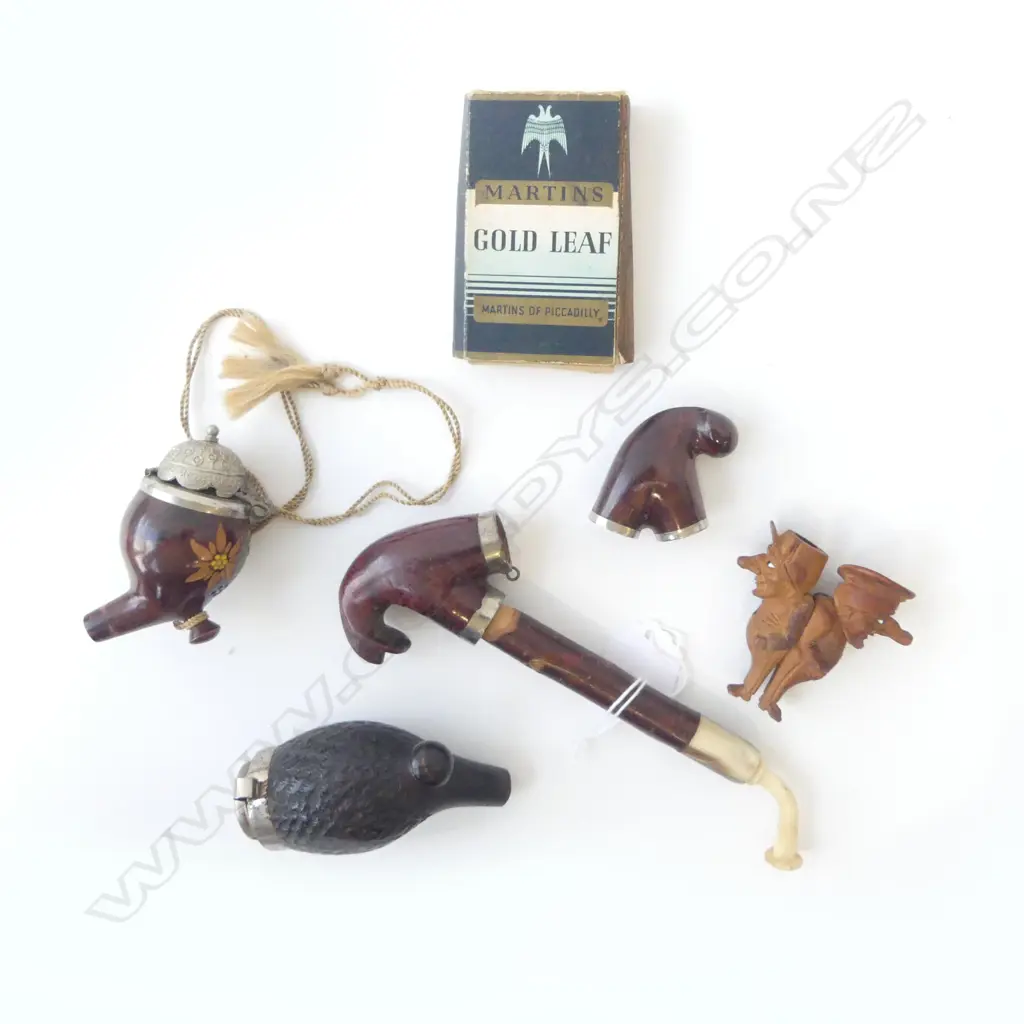 VINTAGE EUROPEAN SMOKING PIPE & PIECES INCL. CARVED MEN ETC Image 1++