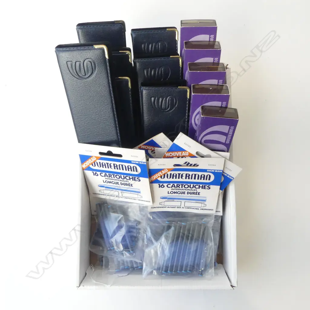 WATERMAN – 12 PEN CASES AND 9 PACKETS OF SIXTEEN INK CARTRIDGES Image 1++