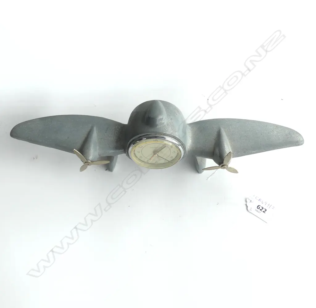 BLACK CERAMIC VASE H.160mm, METAL PLANE CLOCK W.340mm, 5 TOKYO OLYMPICS 1964 GLASS ASHTRAYS, BOXED Image 1++