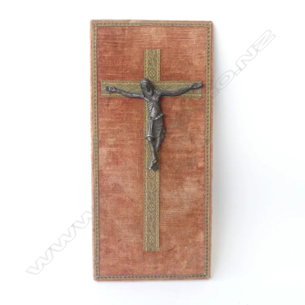 VINTAGE SPANISH MOUNTED BRONZE CRUCIFIX 210X420MM Image 1++