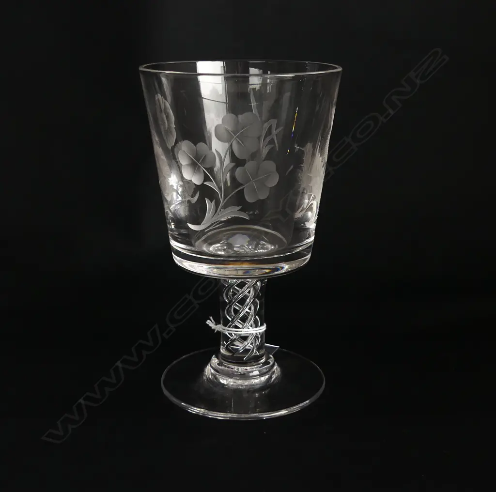 STUART CRYSTAL ETCHED WINE GLASS H.175mm Image 1++
