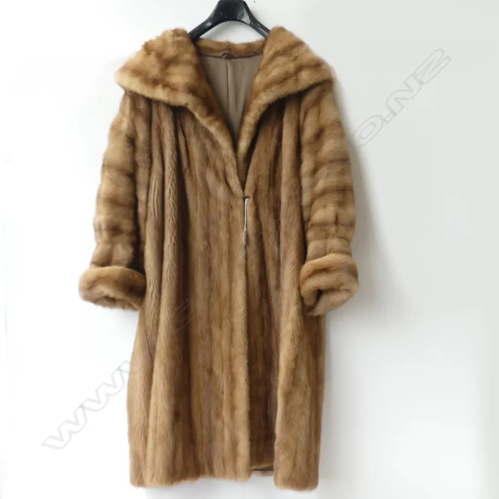 FULL LENGTH MINK COAT - CARAMEL TONE - SHAWL COLLAR CUFFED SLEEVES Image 1++