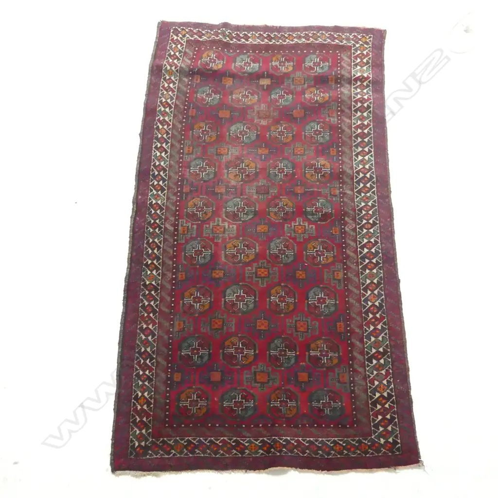 VINTAGE TURKOMAN HAND KNOTTED PERSIAN RUG 1880 x 1015mm Image 1++