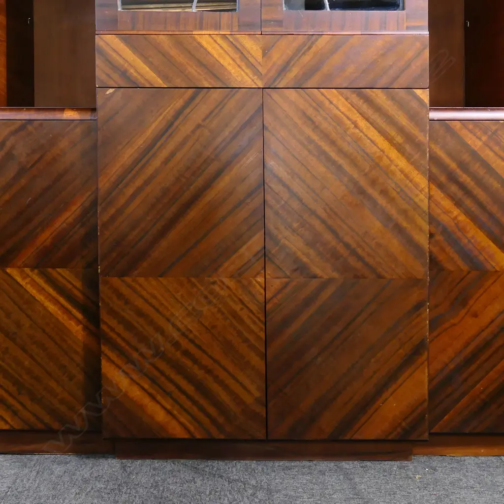 ART DECO CUBAN MAHOGANY CATHEDRAL DISPLAY CABINET, CONCEALED DOOR PULLS Image 1++